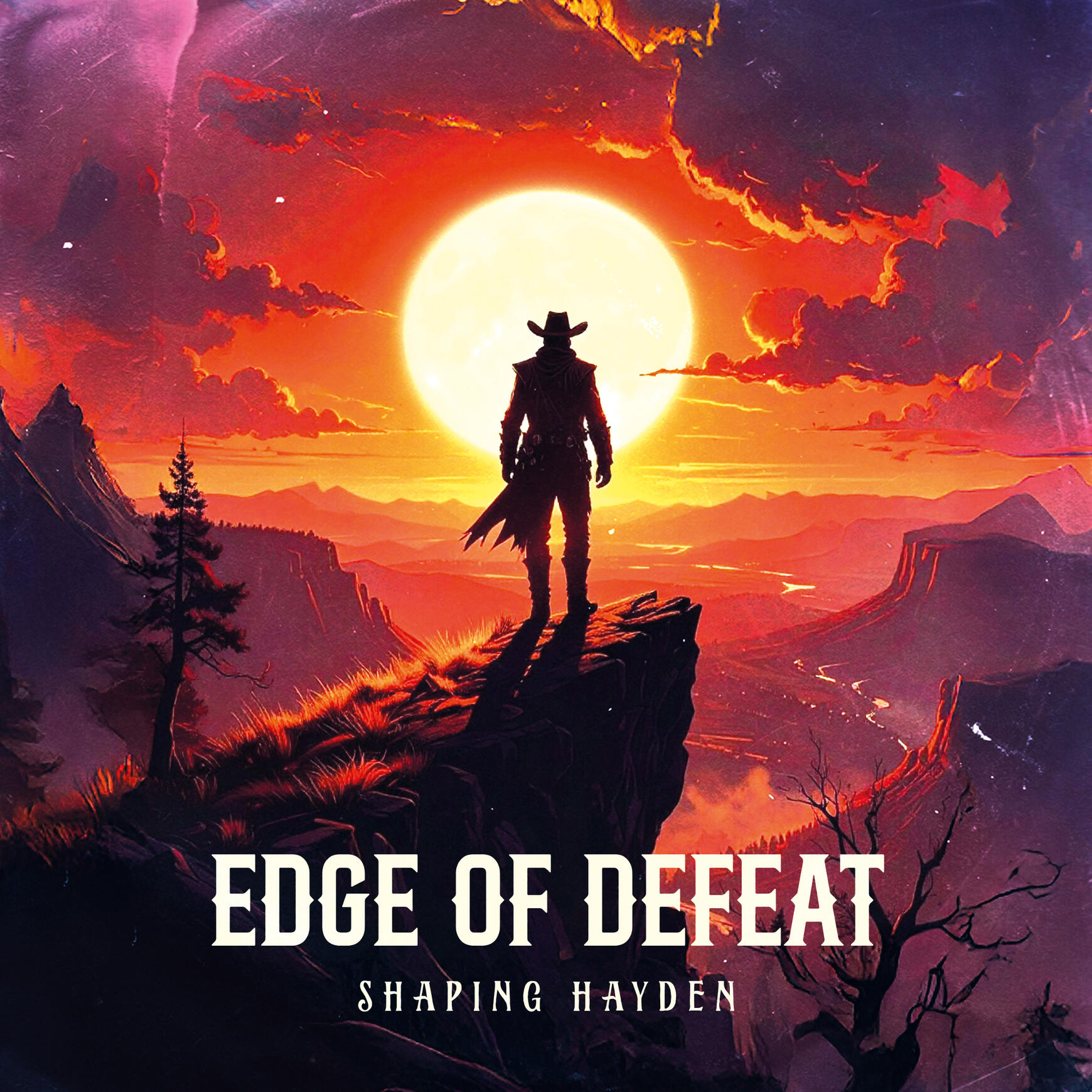 Shaping Hayden Edge of defeat album cover Album cover for shaping hayden new album Edge of defeat Dark gritty storytelling country music rock music